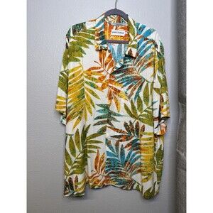 Vintage Jams World Shirt Mens XXL Hawaiian Floral Leaf Print Camp Tropical